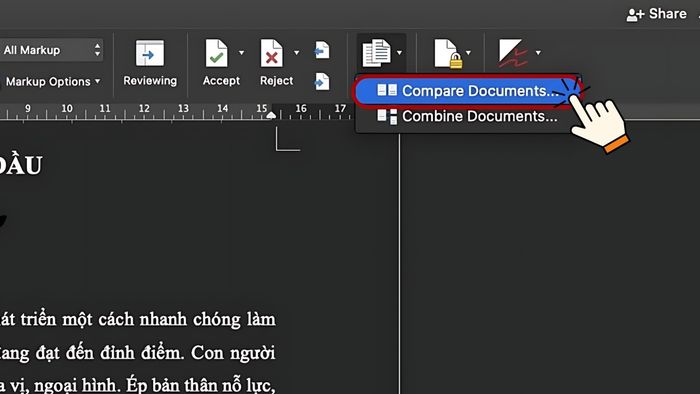 Hướng dẫn so sánh hai file Word bằng tính năng Compare - Bước 2